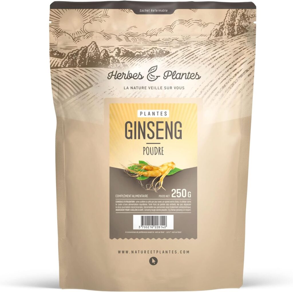 10 plantes pour mémoire, concentration et gestion du stress ginseng poudre